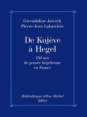 cover image of De Kojeve à Hegel